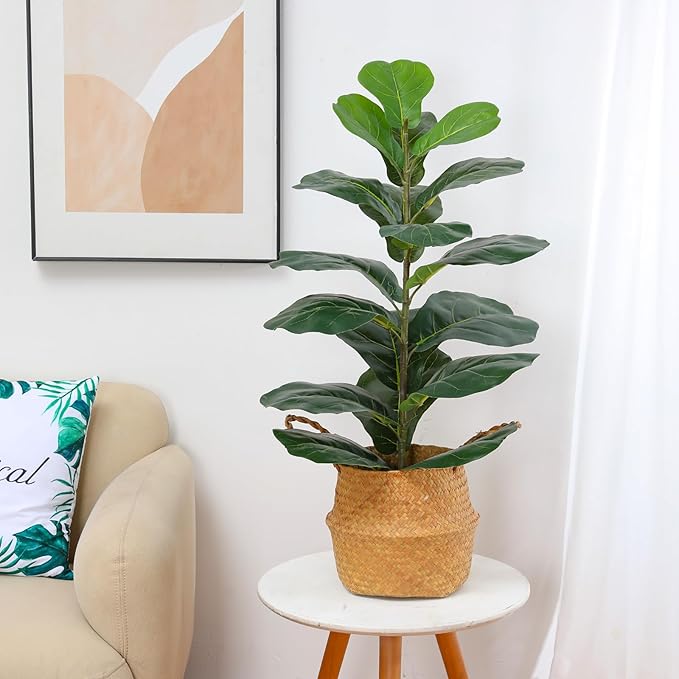 3ft Artificial Fiddle Leaf Fig Tree Plant, Fake Ficus Lyrata in Pot,Ficus Faux Plant Artificial Trees for Office Indoor Outdoor Garden Living Room Home Decor 1PCS-36in