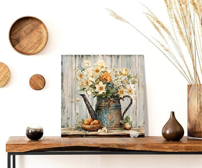 LAIART Floral Wall Art Farmhouse Vintage Wall Decor Canvas Picture Print for Bathroom Bedroom Living Room Dining Room