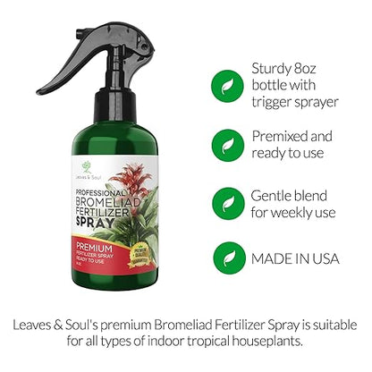 Professional Bromeliad Spray Fertilizer Mist | Pre Mixed for Weekly Use | Gentle Blend & Gardening Supplies | 8 oz Bottle