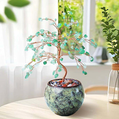 Runyangshi Green Aventurine Crystal Tree of Life - 8" Large Natural Chakra Healing Crystal Tree, Bringing Money, Good Luck, Positive Energy for Home Decor, Feng Shui Gifts, Office Desk Ornament