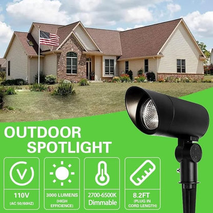LED Landscape Lights 20W Ultra Bright Spot Lights, N~CCT Warm White Landscape Lighting with Remote IP68 Waterproof, 120V Landscape Spotlight with Plug for Yard Garden Decor (4, High Voltage)