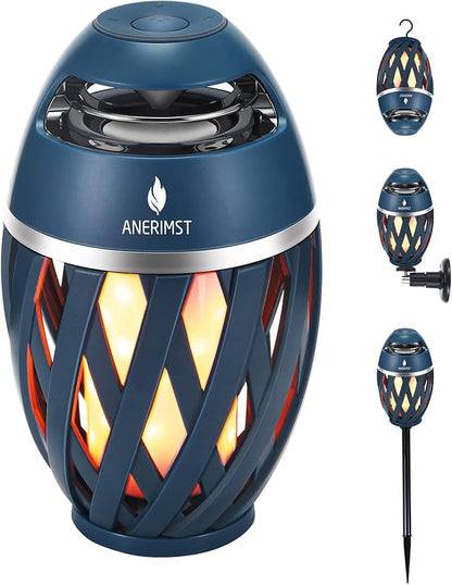 ANERIMST Unique Gifts for Men, Outdoor Bluetooth Speaker Waterproof Wireless with Torch LED Light, Birthday Gift for Boyfriend Him Dad, Cool for Garden, Patio, Outside (Blue)