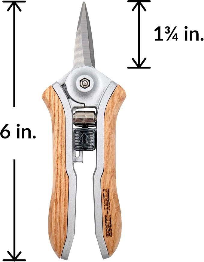 Ferry-Morse Hand Tool Wood Handle Pruning Garden Snips, Garden Shears, Snips for Gardening, Flower scissors Florist clippers, Hand Held Pruners for Gardening Heavy Duty, Pruning shears for garden