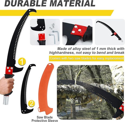 Manual pole saw,Tree Trimmer, Pole Pruning Saw, Pole Saws for Tree Trimming, Gardening Tools Pruner Hand Pole Saw For Yard(NO Scissor Head-Yellow 26FT)