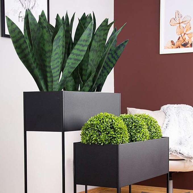 summer flower 10pcs Fake Snake Plants Leaves Set 15inch Artificial Small Sansevieria Leaves Faux Snake Plant Stems for Home Office Indoor Room Decor Desk DIY Outdoor Front Porch DIY Decorations