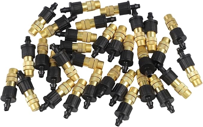 30-Piece Adjustable Misting Nozzle Set, Brass Spray Sprinkler for Garden Watering, Compatible with 47mm Hoses