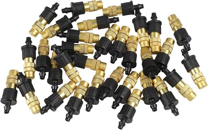 30-Piece Adjustable Misting Nozzle Set, Brass Spray Sprinkler for Garden Watering, Compatible with 47mm Hoses