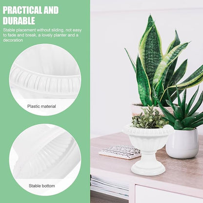 COHEALI 2pcs Roman Pillar Plastic Flowerpots for Wedding Party Decoration Weatherproof Outdoor Garden Planters Vintage White Grecian Urn Style Height Road Guiding Floral Display
