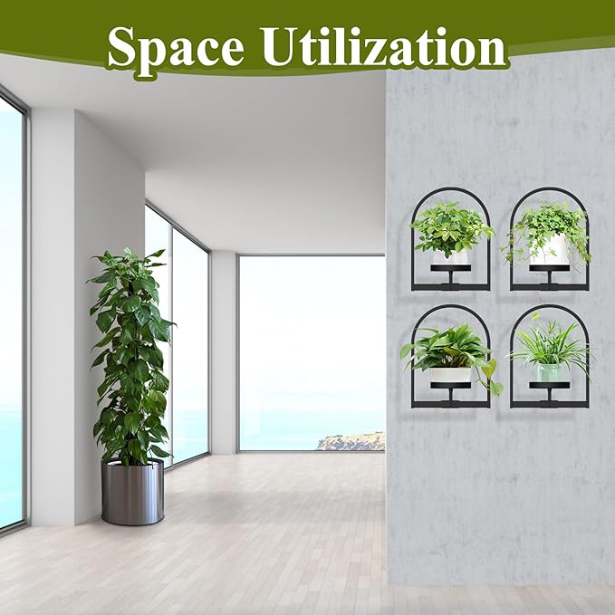 PEKGRIL 2 Pack Wall Plant Holders, Metal Window Planters Shelves, Indoor Plants Stands, Wall Decor Planter Hanging Shelf, Gifts for Plant Lovers