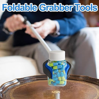 12-Piece Heavy-Duty Trash Collection Tool - 32-Inch Lightweight Telescopic Grabber Ergonomic Handle, Non-Slip Grip | Multi-Purpose Mobility Aid for Seniors