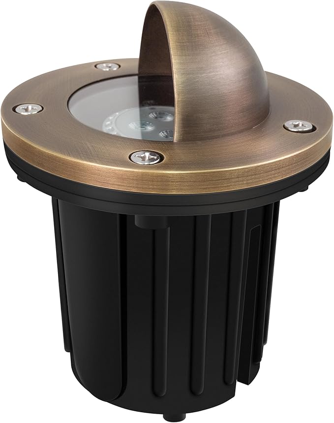 GKOLED LED Brass Well Lights, 12V In Ground Light Outdoor, IP67 Waterproof Low Voltage Landscape Lighting with MR16 Bulb and Swival Base, 5W 140LM 2700K, Up Light for Garden, Beacon Top, 12 Pack