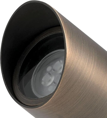 Kichler 12V MR-16 Adjustable Cowl Brass Accent Light in Centennial Brass, Directional Landscape Light Fixture, 15485CBR, (2.5" W x 2.5" H x 6" L)