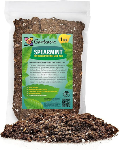 Gardenera Premium Spearmint Plant Potting Mix - Crafted for Thriving Spearmint Growth and Refreshing Aroma - 1 Quart