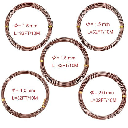 Mudder 5 Roll Aluminum Bonsai Training Wire Tree 160 Feet Total with Bonsai Wire Cutter Anodized Training for Holding Branches Small Trunks(Brown)