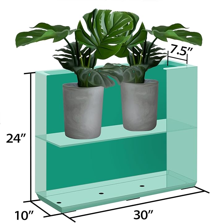 Wallowa Metallic Heavy Outdoor Planter Box, Span Planter, Long and Tall Divider Planter, 30Lx10Wx24H, Aqua Blue, No Assembly 30.8 Pounds