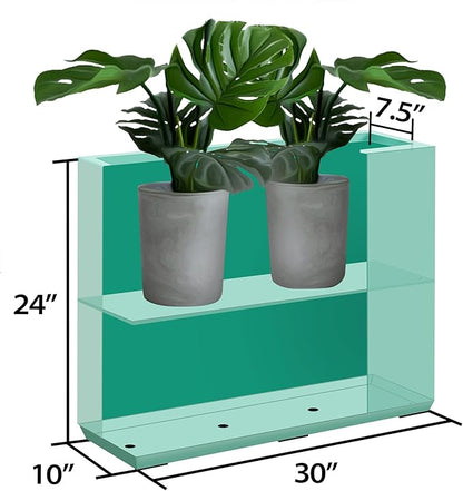 Wallowa Metallic Heavy Outdoor Planter Box, Span Planter, Long and Tall Divider Planter, 30Lx10Wx24H, Aqua Blue, No Assembly 30.8 Pounds