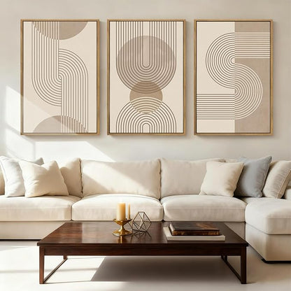 Anyzal Neutral Boho Wall Art Minimalist Abstract Line Artwork for Living Room Bedroom Office 16x24 Inch Set of 3