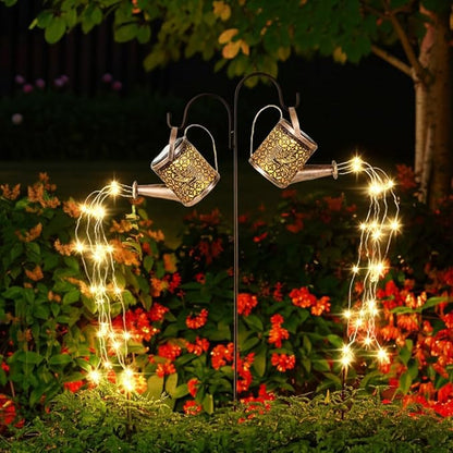Solar Watering Can Lights Outdoor Garden Decor, Waterproof Landscape Light One Pole Two Lights Outside Decorations for Lawn Backyard Patio Chrismas Gardening Gift for Mom Grandma Women Birthday