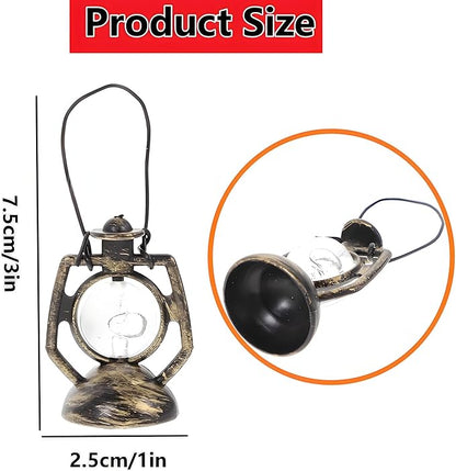 3Pcs Miniature Dollhouse Lanterns – Bronze Kerosene Lamp Micro Landscape Ornaments for Fairy Garden, Halloween, Christmas, Diorama, Terrarium, Porch Light, Outdoor Decoration, Dollhouse Accessories（C）