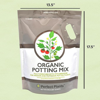 Organic Potting Mix by Perfect Plants for All Plant Types - 8qts for Indoor and Outdoor Use, Great for Veggies, Spices, and Holistic Herbs