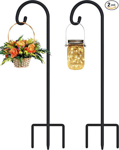 FEED GARDEN Adjustable 32 Inch Small Shepherds Hooks for Outdoor, Garden Hooks for Lanterns, Sheperds Hook for Hanging Plants, Bird Feeders, Solar Lights, Mason Jars, Weddings Decor,2 Pack