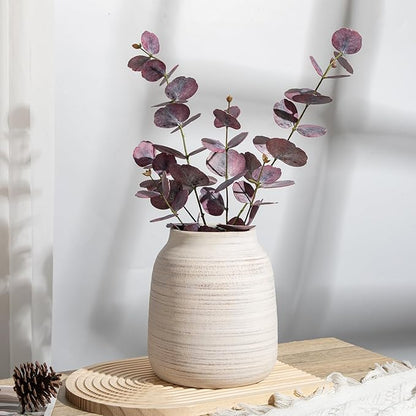 Briful 8.3in Tall Large Rustic Shabby White Ceramic Vase, Vintage Farmhouse Natural CountryTerra Cotta, Antique Pottery Pampas Flowers Vases for Living Room Kitchen Table Shelf Decor
