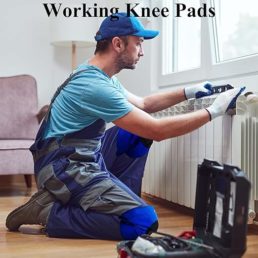 Gardening Knee Pads for Women & Men with Adjustable Non-Slip Straps — Perfect Foam Knee Pad for work, Garden, Yard, Mechanic, Womens Knee Pads for Cleaning Floors or Soft Kneeling Pads for Christmas, Blue L (1 Pair)
