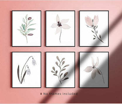 Botanical Prints for Wall Decor Poster 11x14 Canvas Prints Unframed Set of 6, Boho Wall Art Prints Plant Floral Minimalist Wall Art