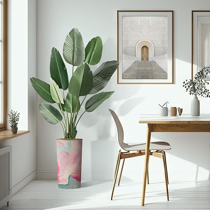 Artificial Tree in Contemporary Planter, Fake Bird of Paradise Silk Trees for Indoor and Outdoor Home Decoration - 67" Overall Tall (Plant Pot Plus Tree)