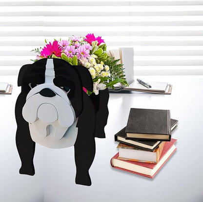 Black English Bulldog Dog Planter Plant Pots,Cute Dog Flower Planter,Gifts for Pet Lovers,Unique Animal Plant Pots,Office,Indoor Outdoor Garden Decor(9.45 * 7.48 * 10.63in)