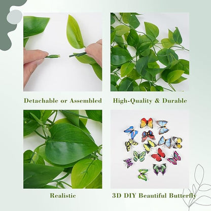 BLEUM CADE Fake Hanging Plants, 4pcs Artificial Hanging Plant, Faux Pothos Vines Hanging Plant Greenery for Wall Home Living Room Indoor Outdoor Decor (No Baskets)