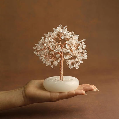Clear Quartz Healing Crystal Tree of Life, Crystals Copper Wire Money Bonsai Tree, Office Desk Decor, Natural Gem Stones Healing Spiritual Yoga Gifts for Women