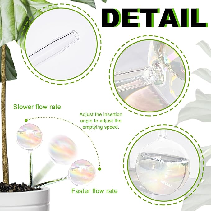 4 Pcs Plant Watering Globes,Rainbow Gradient Glass Watering Devices,Self Watering Planter Insert Plant Accessories for Indoor,Outdoor,Flowerpot,Hanging Plants,Home Garden,8.7" L×2.8" D