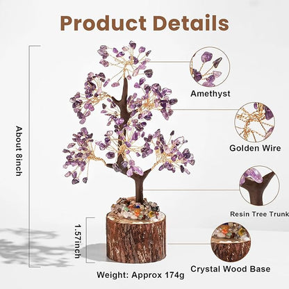 DUQGUHO Amethyst Tree Crystal Tree of Life for Positive Energy Healing, Meditation & Good Luck Gifts for Women & Mom
