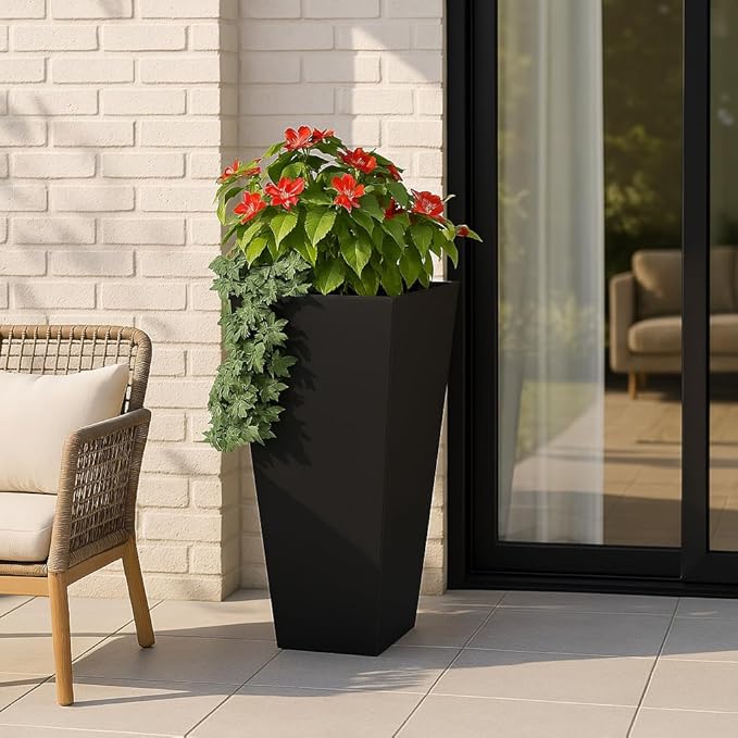 Edge Right Tapered Planter (Black, 18" x 18" x 36")