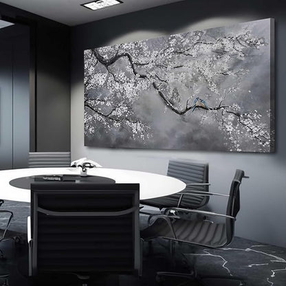 Artexist Canvas Wall Art/Grey Wall Decor 29"x58"/ Plum Blossom Oil Paintings/Large Artwork Wall for Living Room Bedroom Office Kitchen Home Decoration