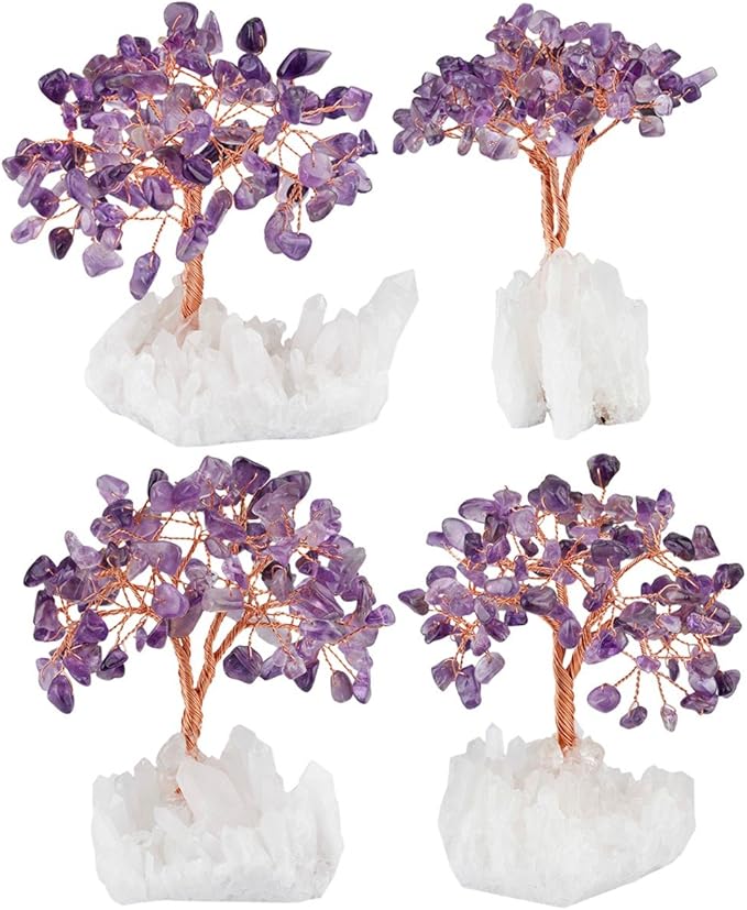 mookaitedecor Amethyst Crystal Tree, Quartz Cluster Rock Crystal Base Bonsai Money Tree for Wealth and Luck
