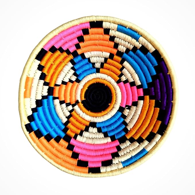 Bhumee Creations Rattan Trendy & Timeless: Sabai Grass Wall Basket - Handwoven Wall Art (Multicolour, Set of 1)