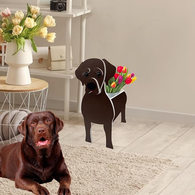 Chocolate Labrador Dog Planter Plant Pots,Cute Dog Flower Planter,Gifts for Pet Lovers,Unique Animal Plant Pots,Office,Indoor Outdoor Garden Decor((9.45 * 6.38 * 13.39in)
