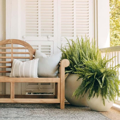Ash & Ember 16" Round Sphere Satin Ivory Planter, 14 Gallon Lightweight Fiberstone Composite with Weather-Resistant Finish, Modern Planter Pot for Indoor and Outdoor Plants