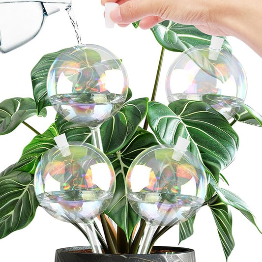 13oz Up to 2 Weeks Large Plant Watering Globes - Self Watering Bulbs and Planter Insert for Indoor & Outdoor Plants, Glass Water Globes Automatic While Away (4 Pack)