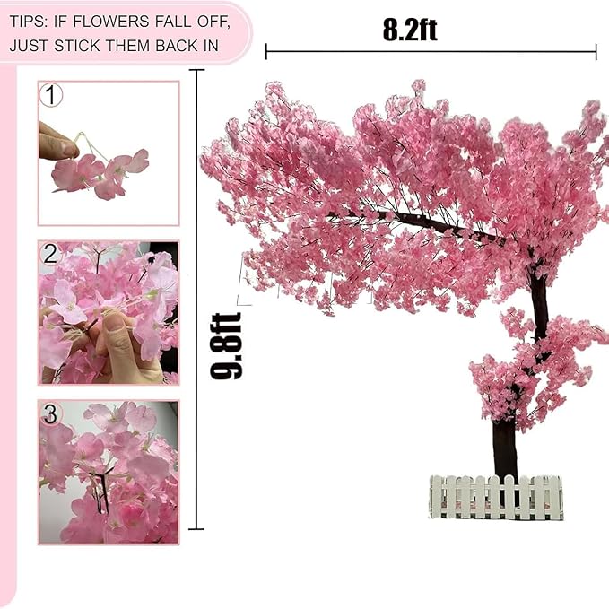 Cherry Blossom Tree Wishing Tree Handmade Shopping Wedding Party Indoor and Outdoor Decoration Artificial Cherry Blossom Tree (9.8ftX8.2ft)
