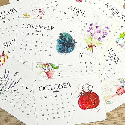 Eco-Friendly Plantable Love Seed Calendar 2026,12-Month Biodegradable Seed Paper Planner with Wildflower, Herb & Fruit Seeds, Gardening & Gifting Gift for Women, Men, Green Living Decor