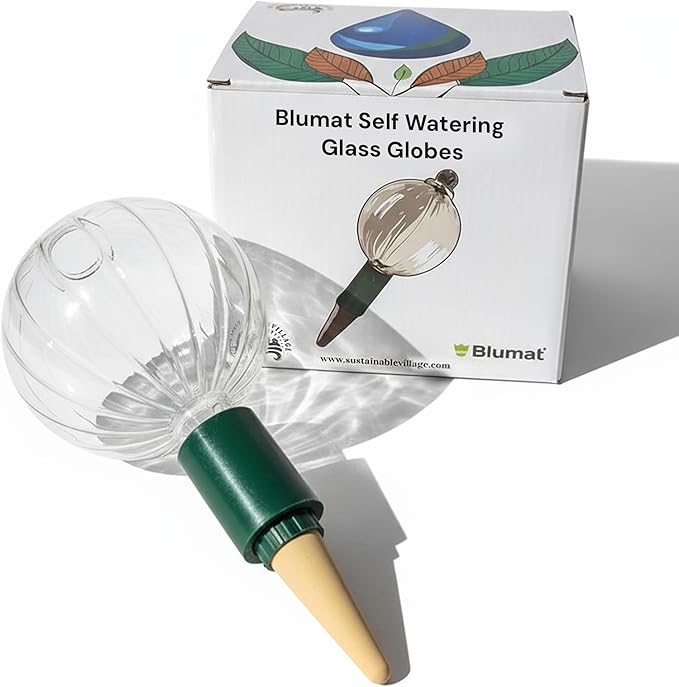 Blumat Glass Plant Self Watering Globes,Automatic Houseplant Drip Irrigation for Indoor Plants, Hanging Plants, Houseplants, Plant Garden Accessories,Vacation Plant Savers,Large Globe Small Adapter