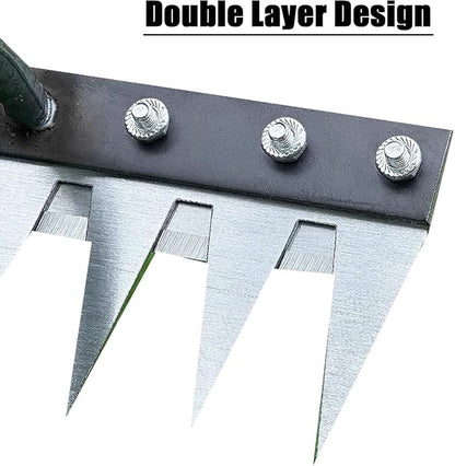 Iron Rake 2.0, Upgraded Iron Weeding Rakes 2.0, Iron Rake for Gardening and Weeding, Multifunctional Heavy-Duty Iron Rakes Gardening Hand Weeder Tools, Durable ＆ Lightweight (7 Teeth)