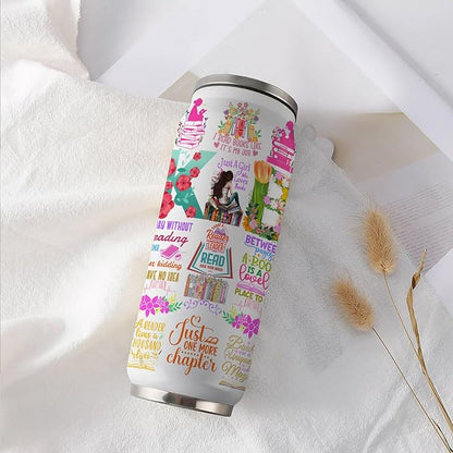 Book Lovers Gifts Stainless Steel Tumbler,Bookish Gifts Coffee Mug with Lid,Bookworm Tumbler,Book Accessories Librarian Gift for Women Girls Daughter 17 Oz