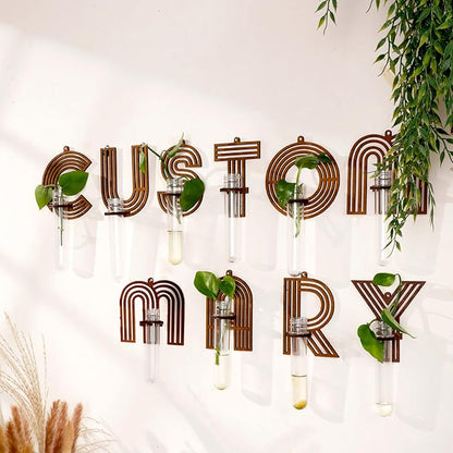 Letter Planter Test Tubes for Plants Wall Décor Clear Propagation Vases for Flowers Custom Sign Alphabet Wall Art Personalized Gifts Brown Letter A