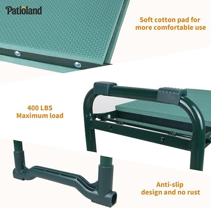 Garden Kneeler and Seat with 2 Tool Bags, 10.2" Widen Heavy Duty Thicken Soft Kneeling Pad, 2-in-1 Folding Garden Stool, Outdoor Yard Work Seat, Ideal Gardening Gifts for Mom, Women, Grandma