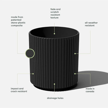 Veradek Demi Series Round Planter for Porch, Patio, Backyard | Durable Plastic-Stone Composite Material | Modern Décor for Tall Plants, Flowers