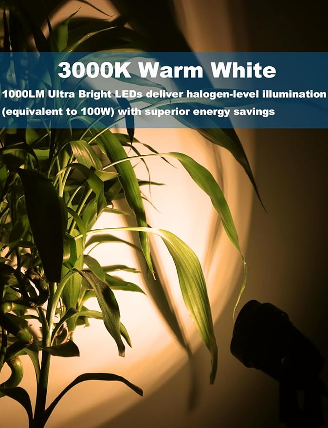 12W Landscape Lights Low Voltage LED Landscape Lighting Spotlight Waterproof Garden Pathway Christmas Decorative Lights Outdoor, 20 Pack with Connector (Warm White 3000K)